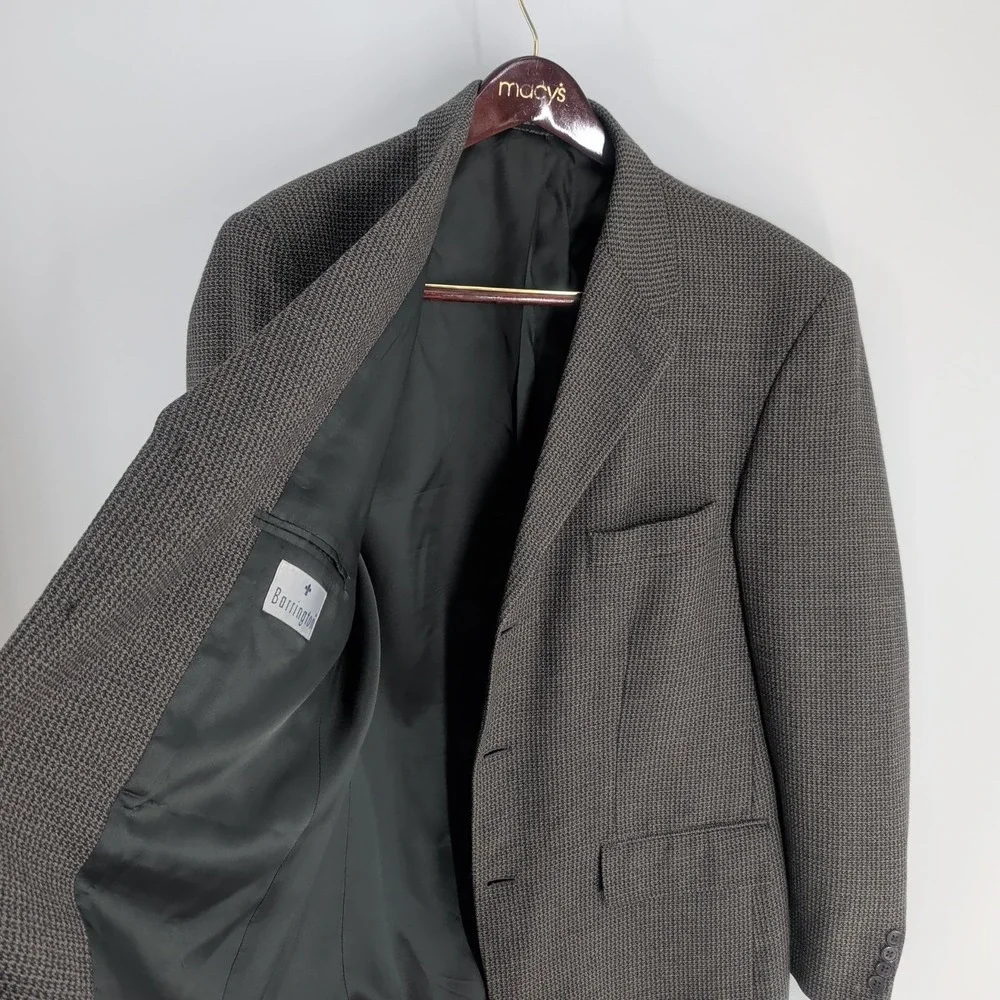 Vintage Barrington Three Button Sport Coat Classic Blazer Charcoal Gray Size 44R